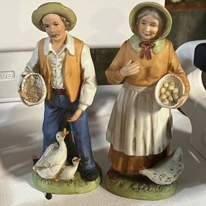 Set of 4 plus one larger old man figurine